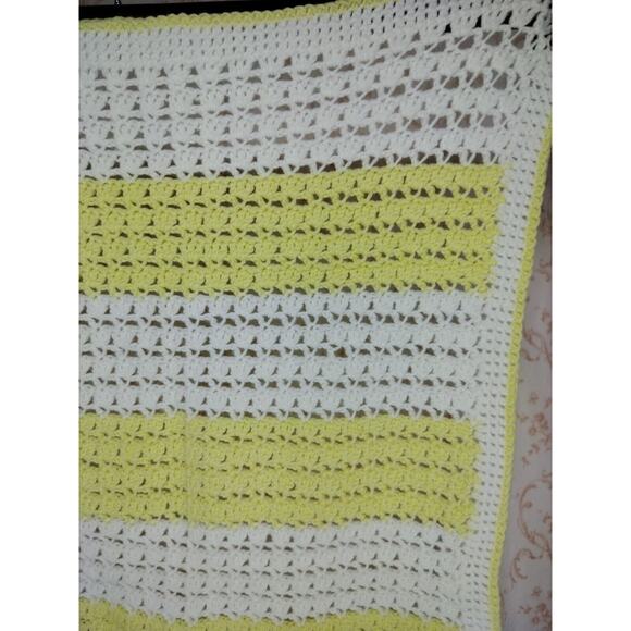 Handmade Knitted/Crocheted Striped Baby Blanket - Picture 3 of 12